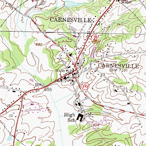 Topographic Map of Franklin County Courthouse, GA