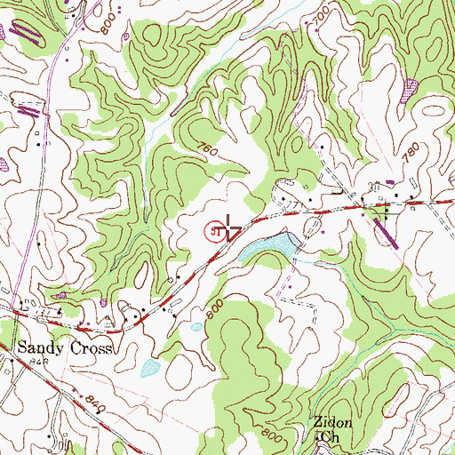 Topographic Map of Gary Memorial Gardens, GA