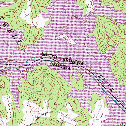 Topographic Map of Harris Shoal (historical), GA