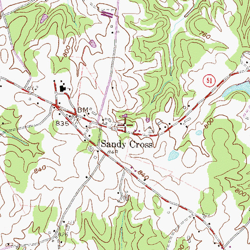 Topographic Map of Pennington Chapel, GA