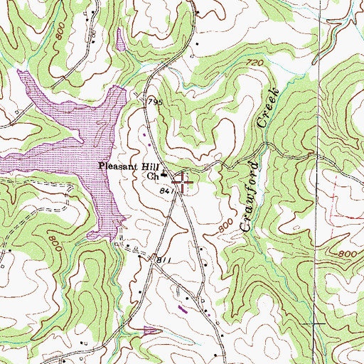 Topographic Map of Pleasant Hill Cemetery, GA
