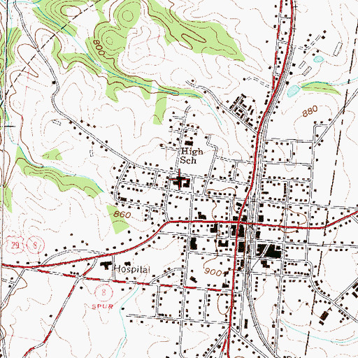Topographic Map of Royston Elementary School, GA