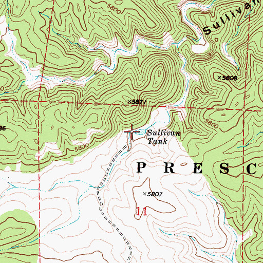 Topographic Map of Sullivan Tank, AZ