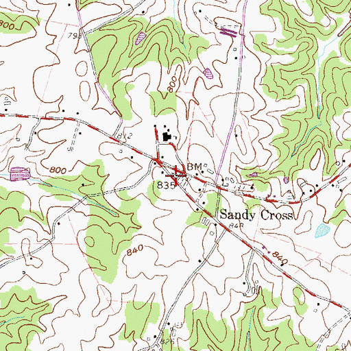 Topographic Map of Sandy Cross Church, GA