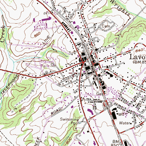 Topographic Map of West Avenue-Roberts Street Residential Historic District, GA
