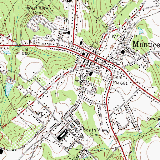 Topographic Map of Monticello Cemetery, GA
