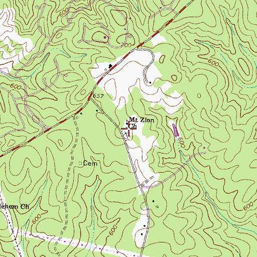Topographic Map of Mount Zion Cemetery, GA