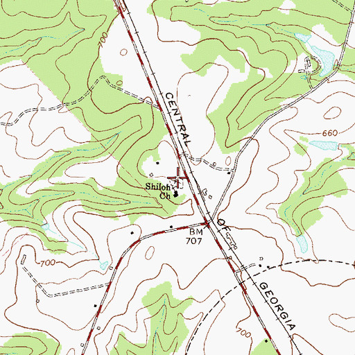 Topographic Map of Shiloh Cemetery, GA