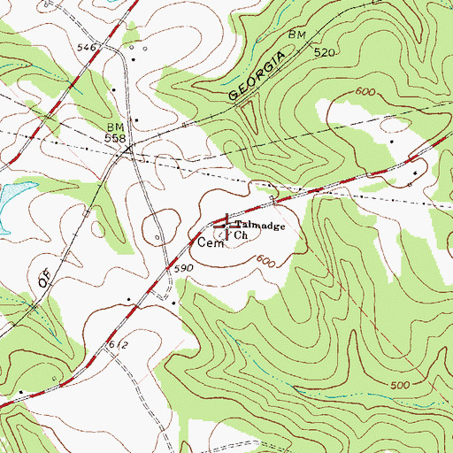 Topographic Map of Talmadge Cemetery, GA