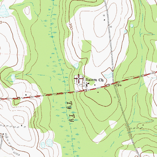 Topographic Map of Salem Cemetery, GA