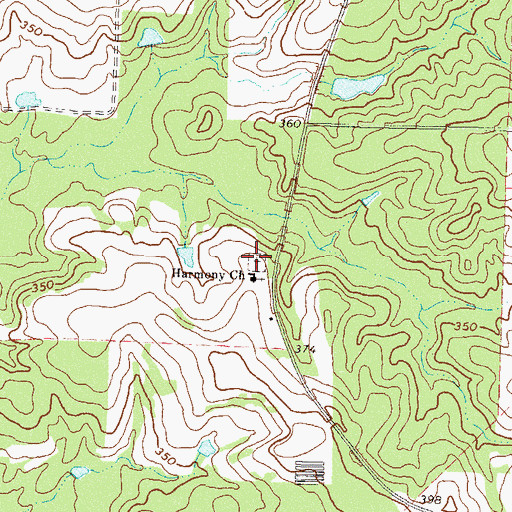 Topographic Map of Harmony Cemetery, GA