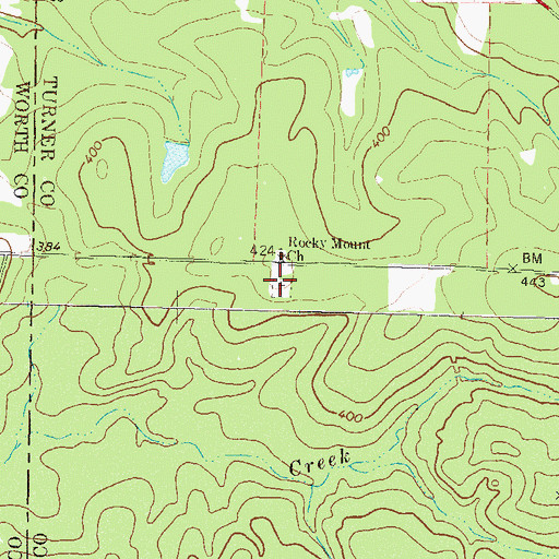 Topographic Map of Rocky Mount Cemetery, GA