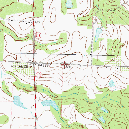 Topographic Map of Antioch Cemetery, GA