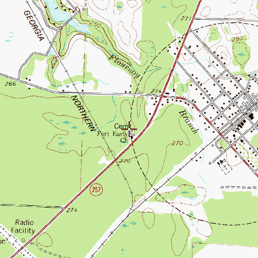 Topographic Map of Fort Early Cemetery, GA