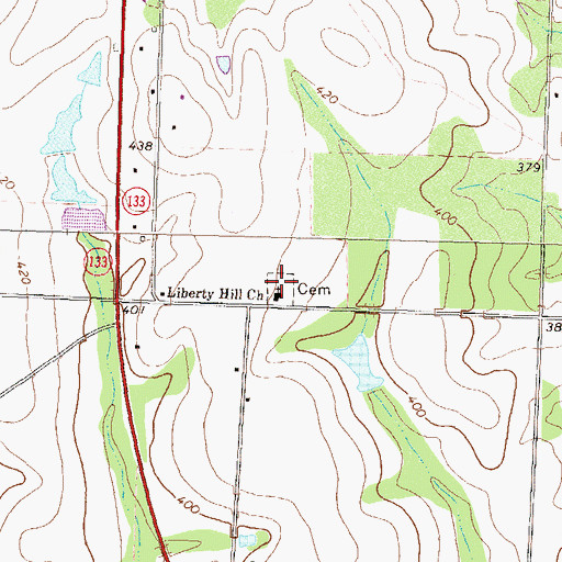 Topographic Map of Liberty Hill Cemetery, GA