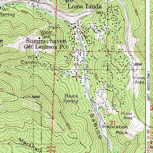 Topographic Map of Summerhaven, AZ