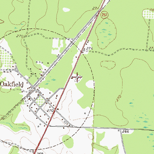 Topographic Map of Oakfield Cemetery, GA