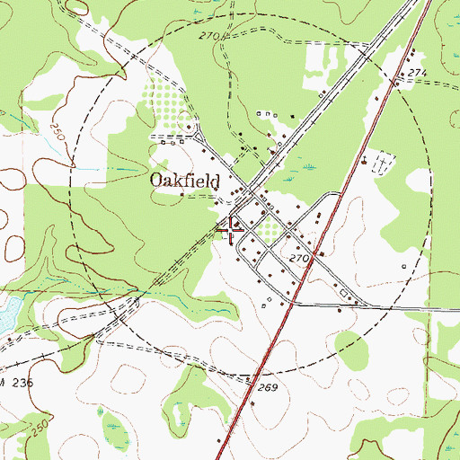 Topographic Map of Oakfield Cemetery, GA