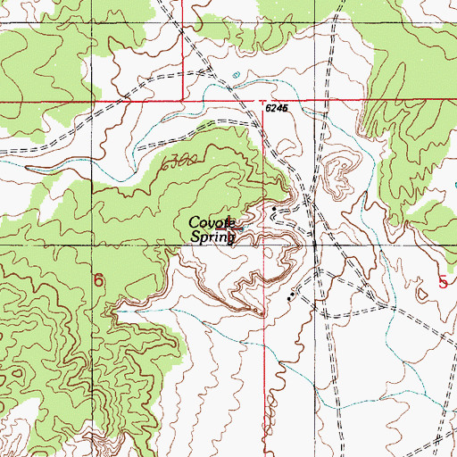 Topographic Map of Coyote Spring, AZ