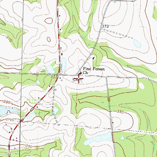 Topographic Map of Pine Forest Cemetery, GA