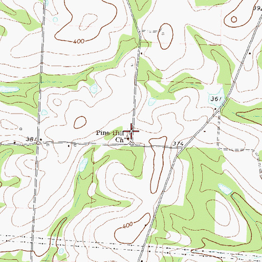 Topographic Map of Pine Hill Cemetery, GA
