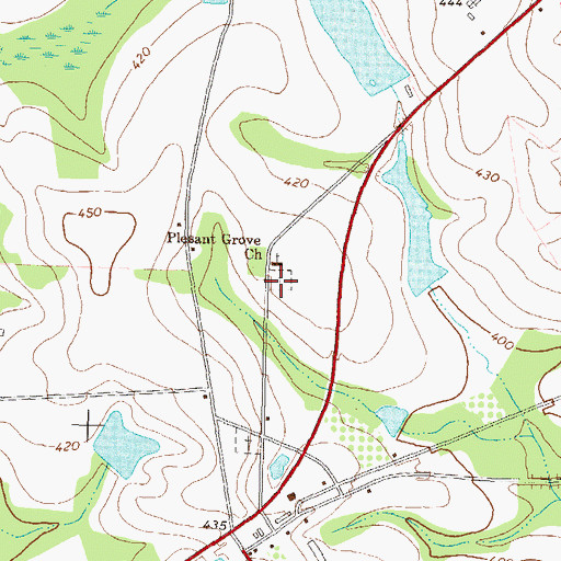 Topographic Map of Pleasant Grove Cemetery, GA