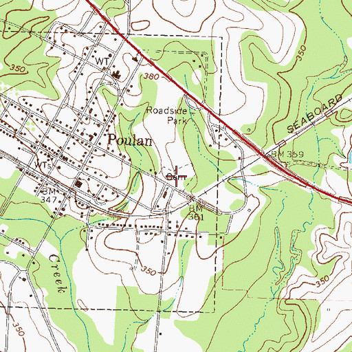 Topographic Map of Poulan Cemetery, GA