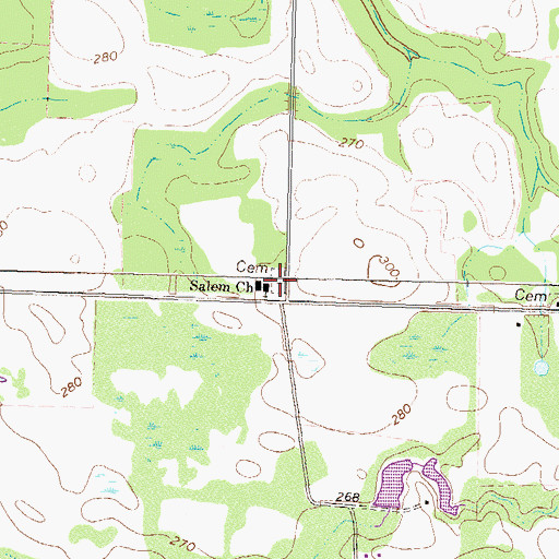 Topographic Map of Salem Cemetery, GA