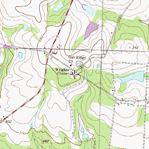 Topographic Map of Wrights Chapel Cemetery, GA