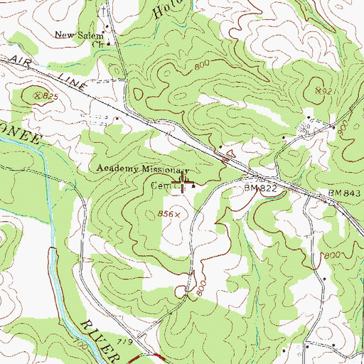 Topographic Map of Academy Baptist Cemetery, GA