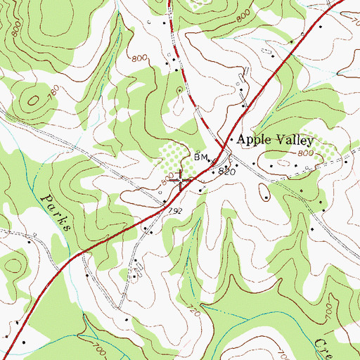 Topographic Map of Apple Valley Cemetery, GA