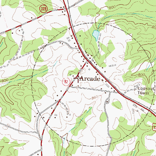 Topographic Map of Arcade Presbyterian Church, GA
