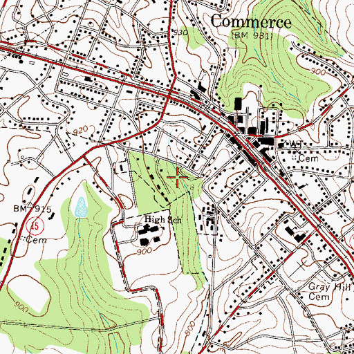 Topographic Map of Commerce City Park, GA