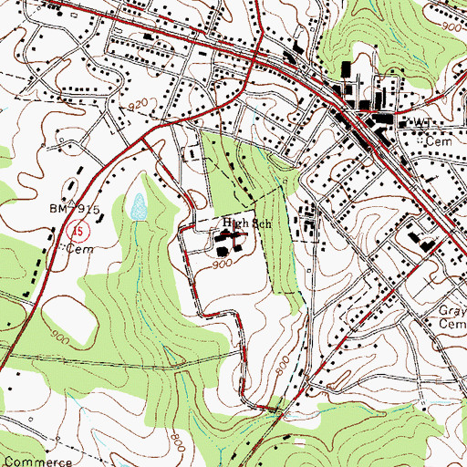Topographic Map of Commerce High School, GA