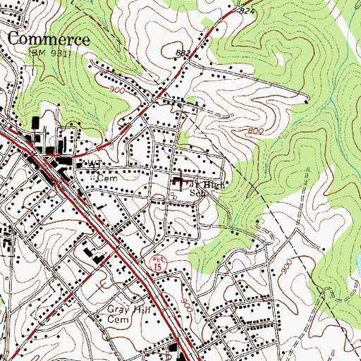 Topographic Map of Commerce Junior High School, GA