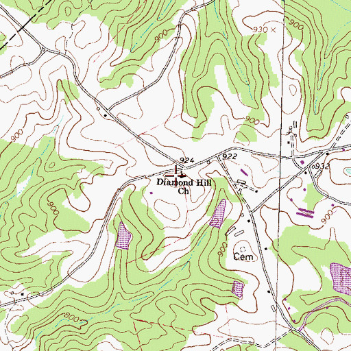 Topographic Map of Diamond Hill Baptist Cemetery, GA