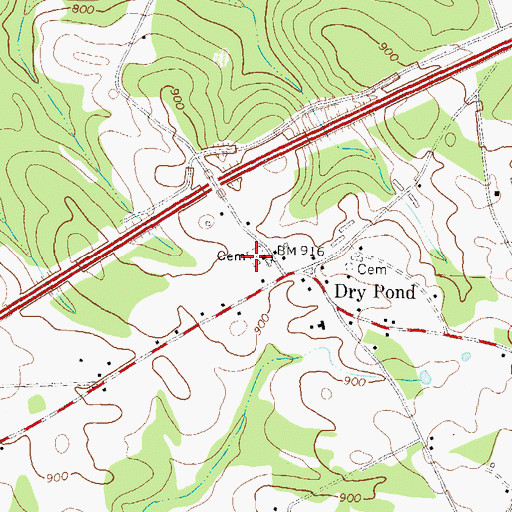 Topographic Map of Dry Pond Cemetery, GA