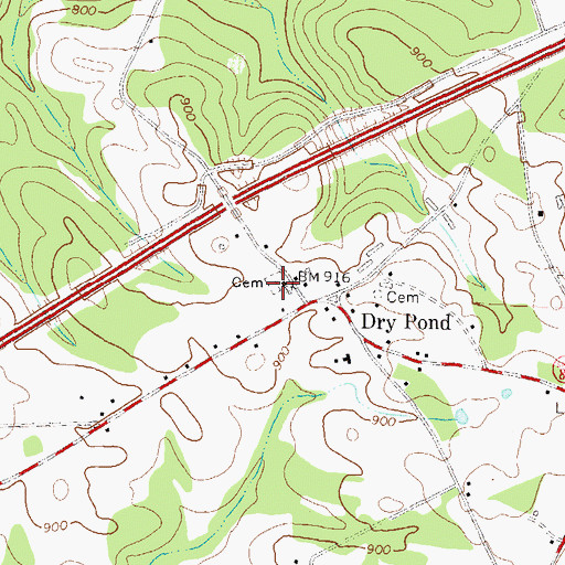 Topographic Map of Dry Pond Methodist Church, GA