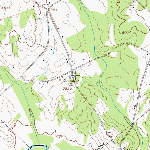 Topographic Map of Ebenezer Cemetery, GA