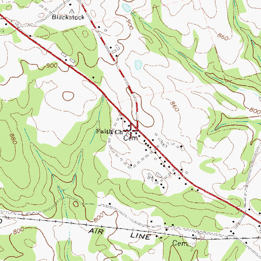 Topographic Map of Faith Cemetery, GA