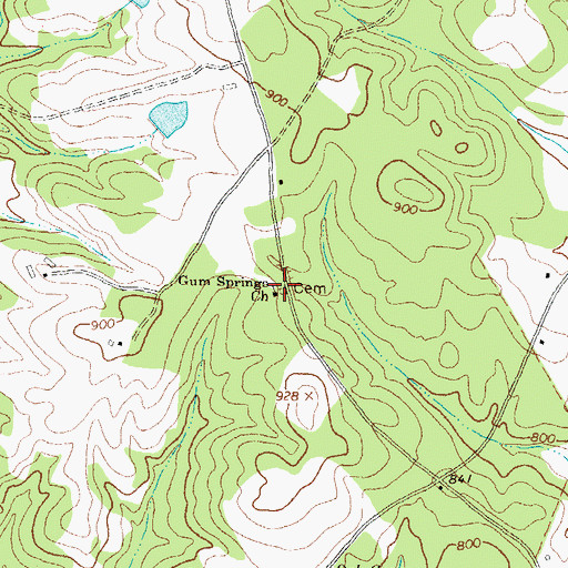 Topographic Map of Gum Springs Baptist Cemetery, GA