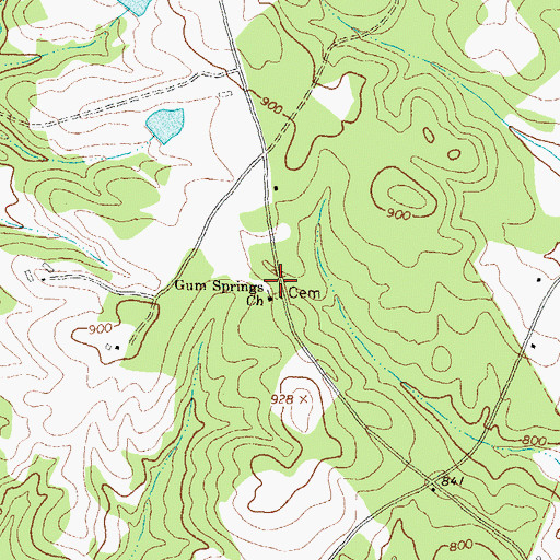 Topographic Map of Gum Spring School (historical), GA