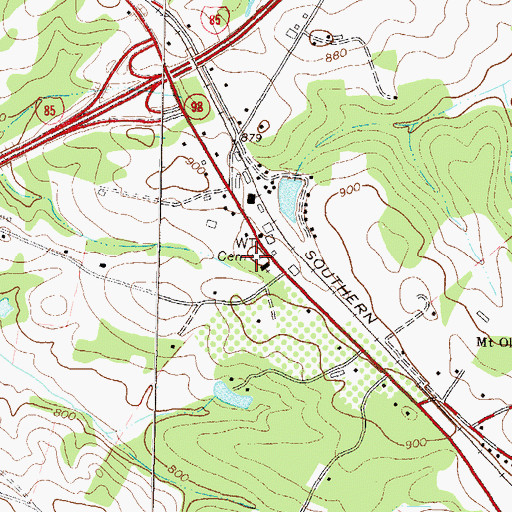 Topographic Map of Harmony Cemetery, GA