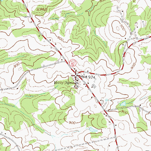 Topographic Map of Holly Springs Methodist Cemetery, GA