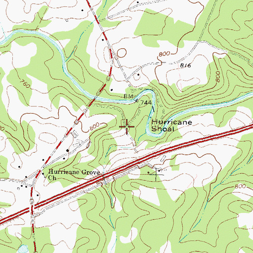 Topographic Map of Hurricane Shoals (historical), GA