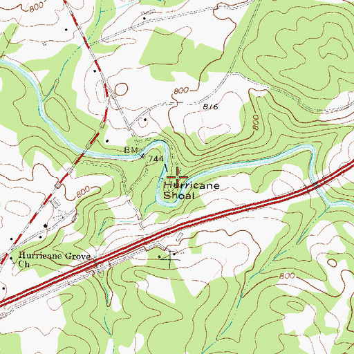Topographic Map of Hurricane Shoals County Park, GA