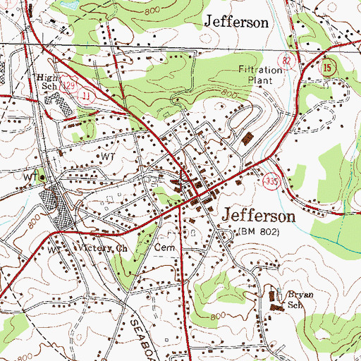 Topographic Map of Jackson County Courthouse, GA