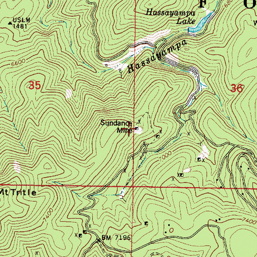 Topographic Map of Sundance Mine, AZ