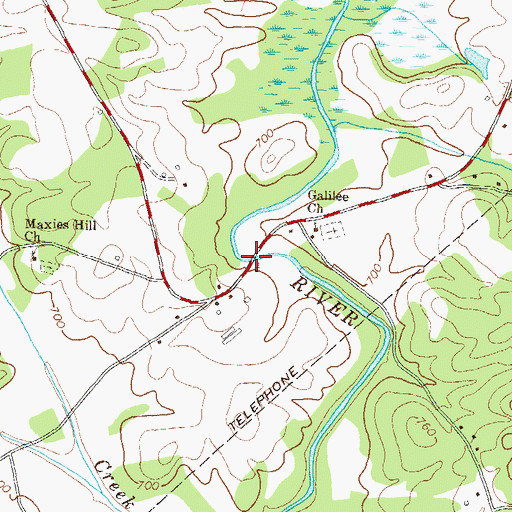 Topographic Map of Joseph A Johnson Bridge, GA