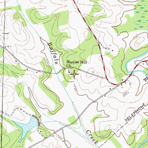 Topographic Map of Maxie Hill Cemetery, GA